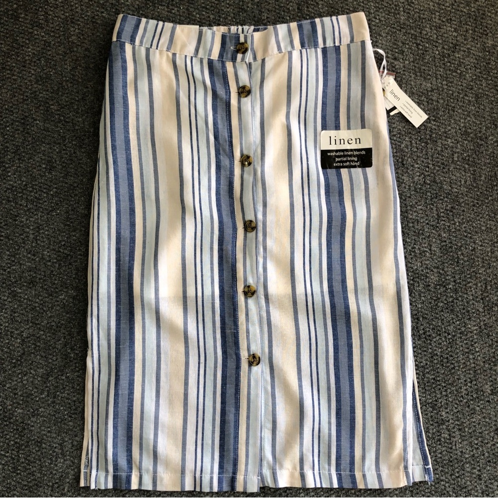 Da-sh linen blend button front striped skirt size medium